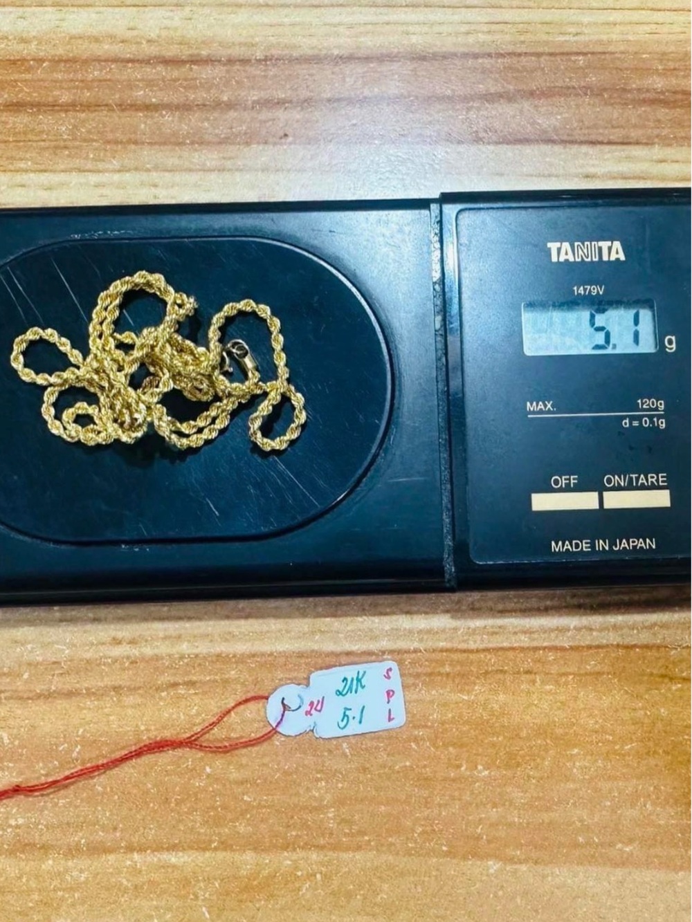 24” 21K Gold Rope Chain Necklace
